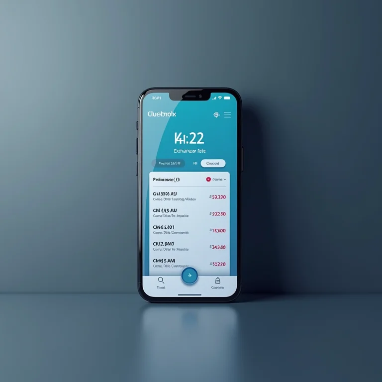 Smartphone mostrando aplicativo de monitoramento de câmbio