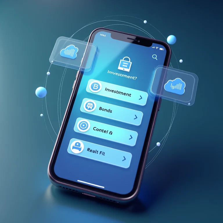 Smartphone mostrando diversas opções de investimento disponíveis através de um robô-advisor.
