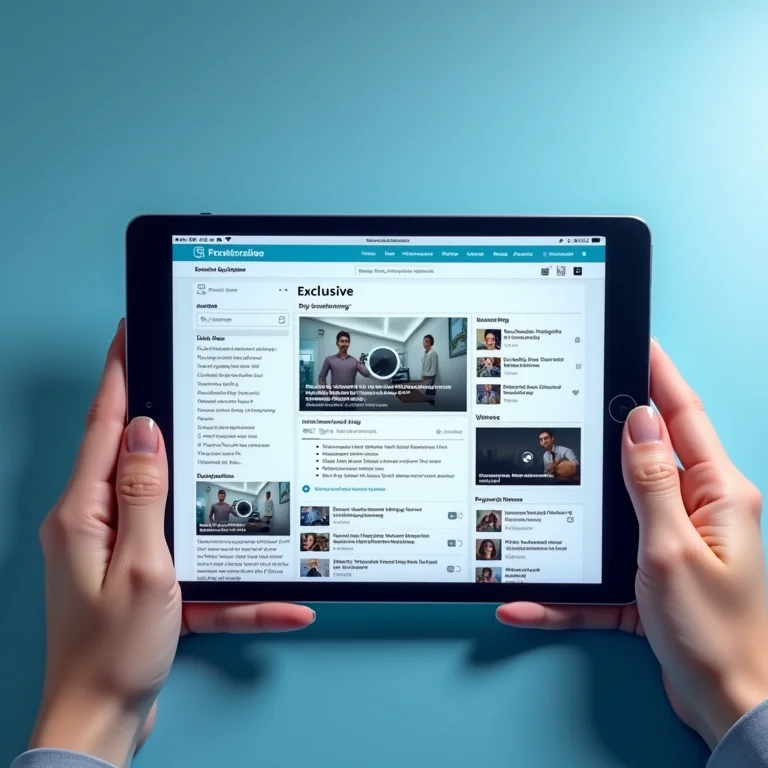 Tablet mostrando conteúdo exclusivo para assinantes.