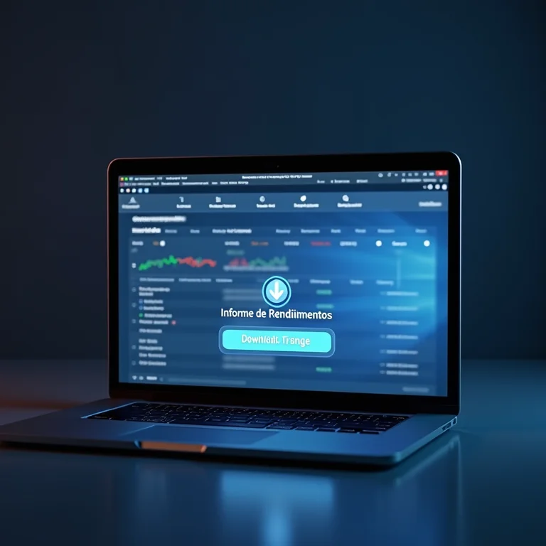 Tela de laptop mostrando o download do informe de rendimentos de FIIs