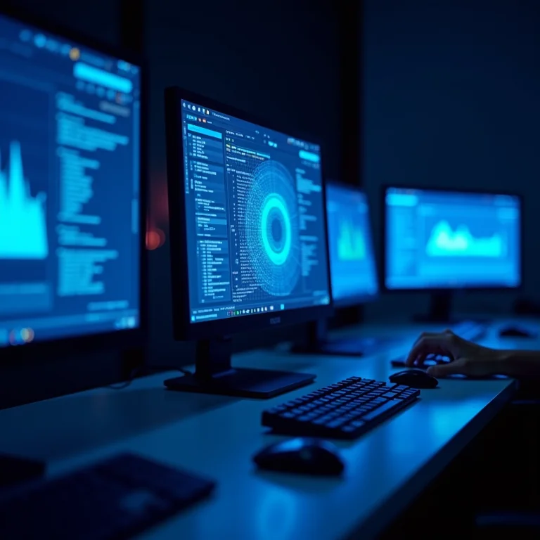 Telas de computador exibindo dados experimentais