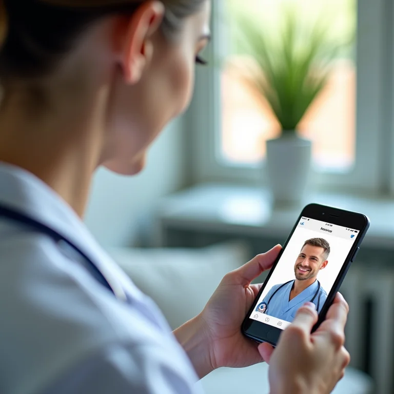 Telessaúde acessível na Índia: médico consultando paciente via smartphone.