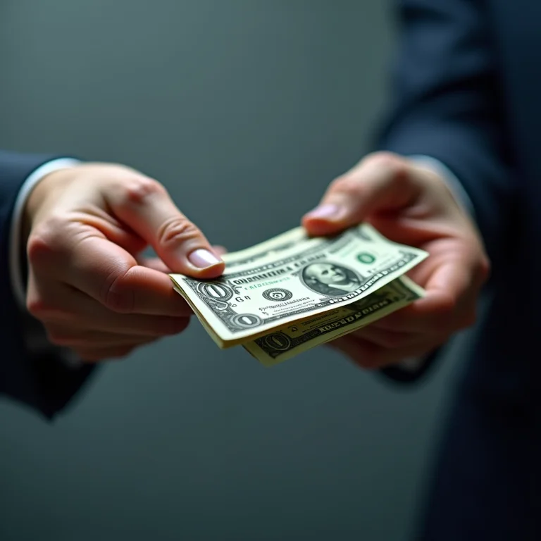 Troca de notas de dólar em mãos.