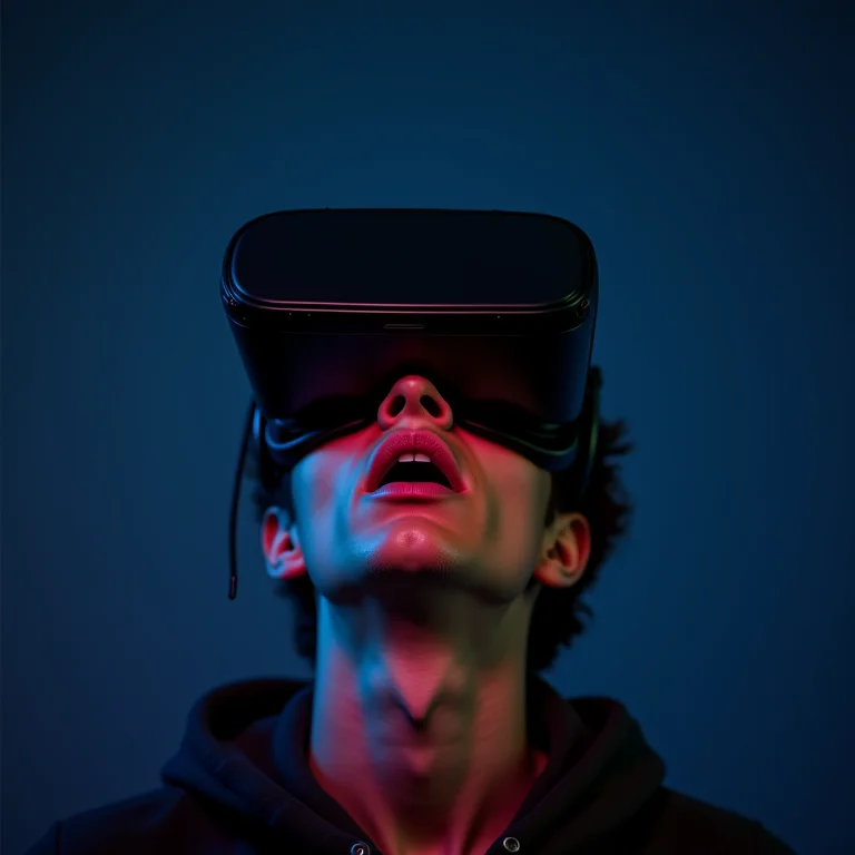 Usuário impressionado com realidade virtual.