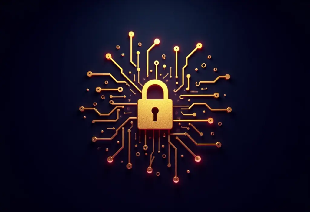 Cadeado digital estilizado representando a segurança de criptomoedas