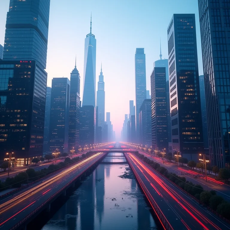 Cidade digital representando o crescimento exponencial das startups.