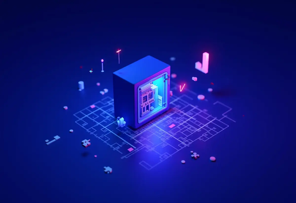 Cofre digital protegendo gráficos de investimentos