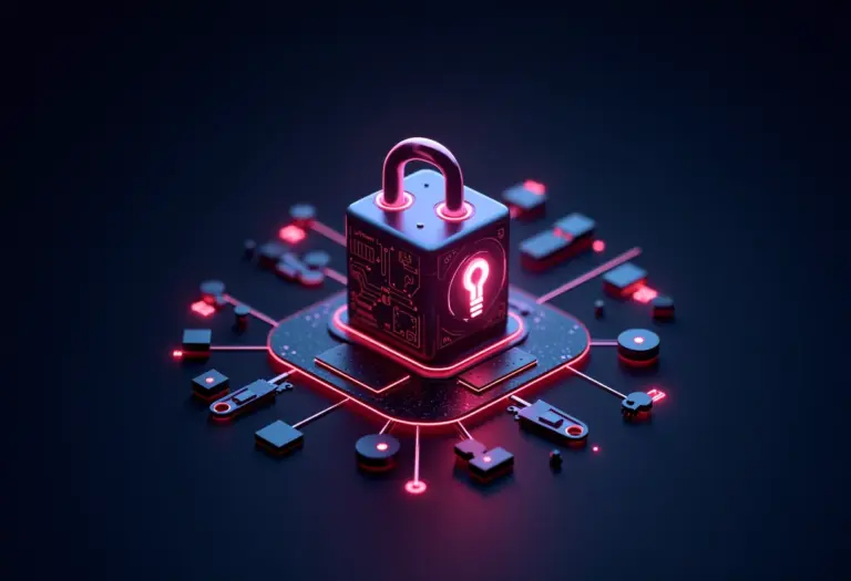 Cofre digital representando segurança de investimentos com tecnologia moderna