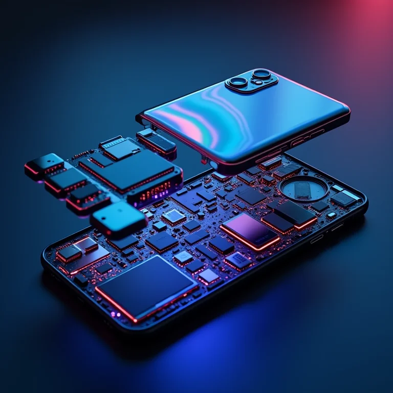 Componentes internos de um smartphone representando o funcionamento da garantia estendida