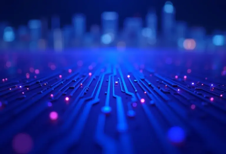 Conceito abstrato de dados e tecnologia, representando métricas e tomada de decisões