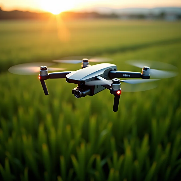 Drone agrícola coletando dados de plantação