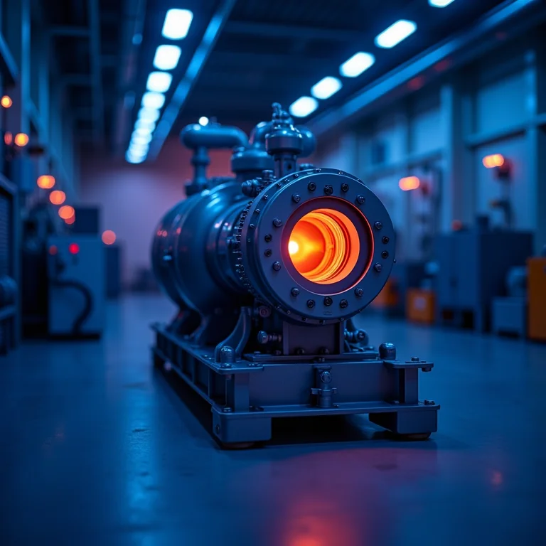 Equipamento de captura de carbono pós-combustão em ambiente industrial.