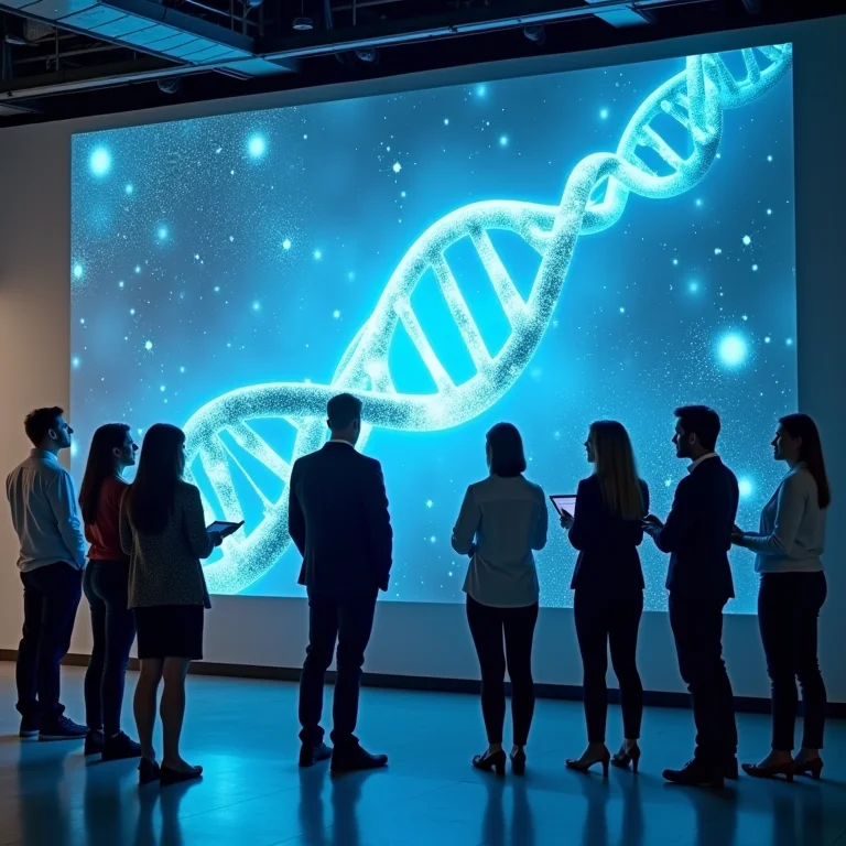 Equipe diversa colaborando em projeto de biotecnologia em Israel.