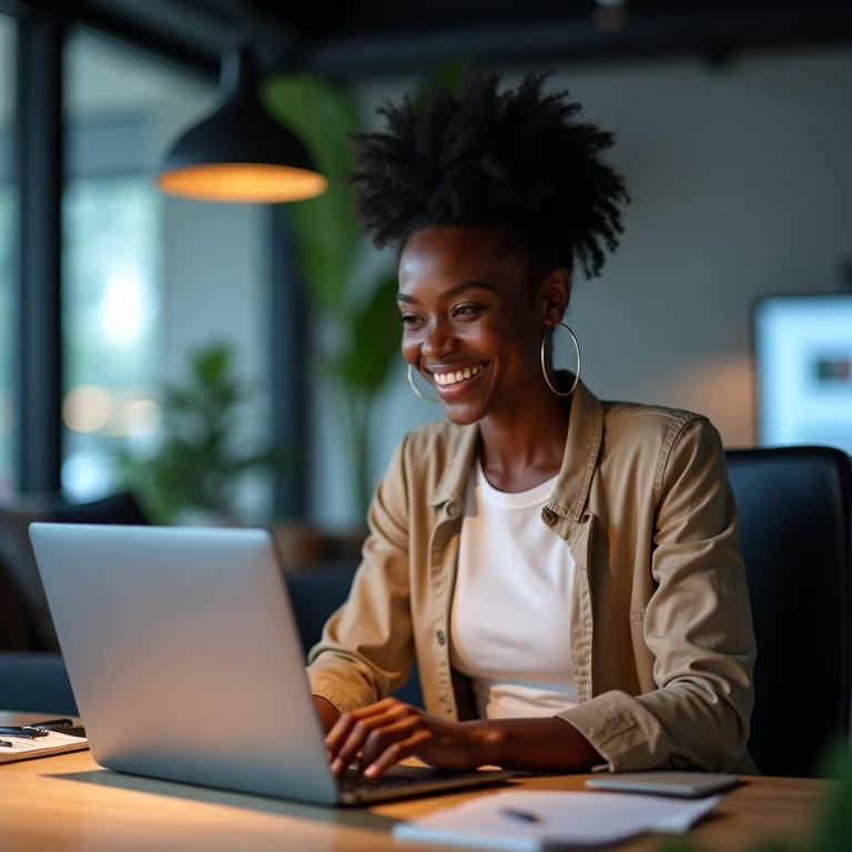 Funcionário engajado usando software corporativo