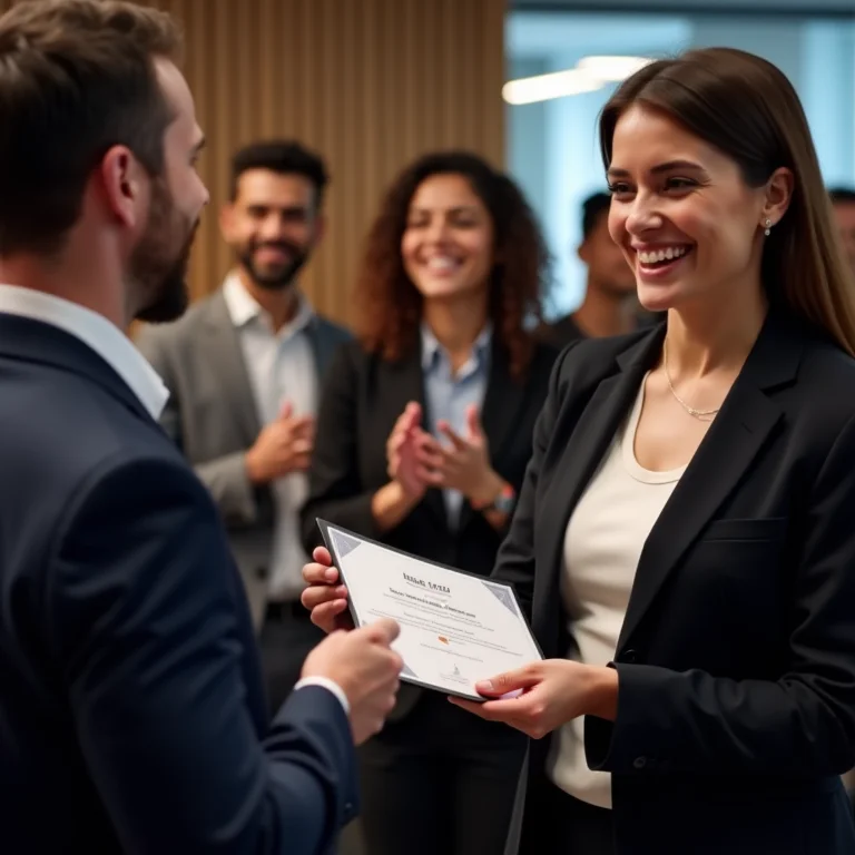 Funcionário recebendo reconhecimento por seu trabalho