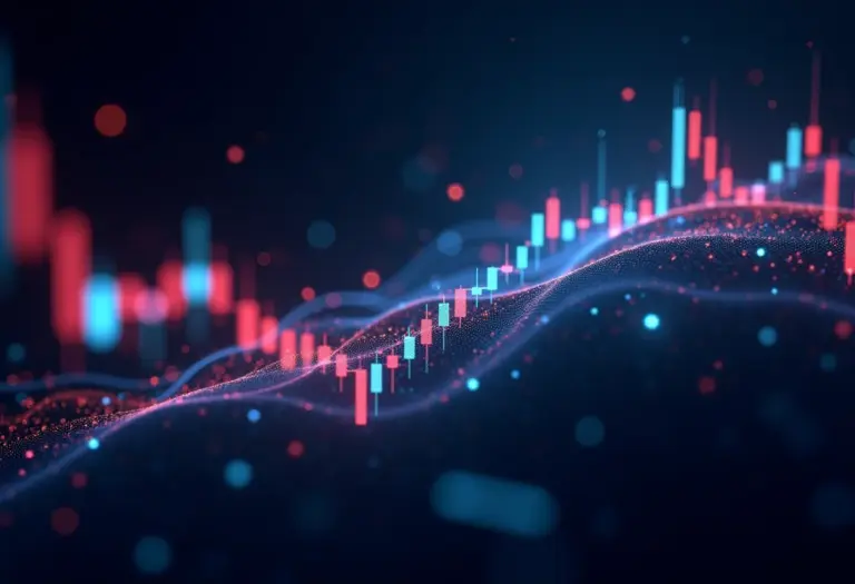 Gráfico abstrato representando fundos de ações e dados financeiros.