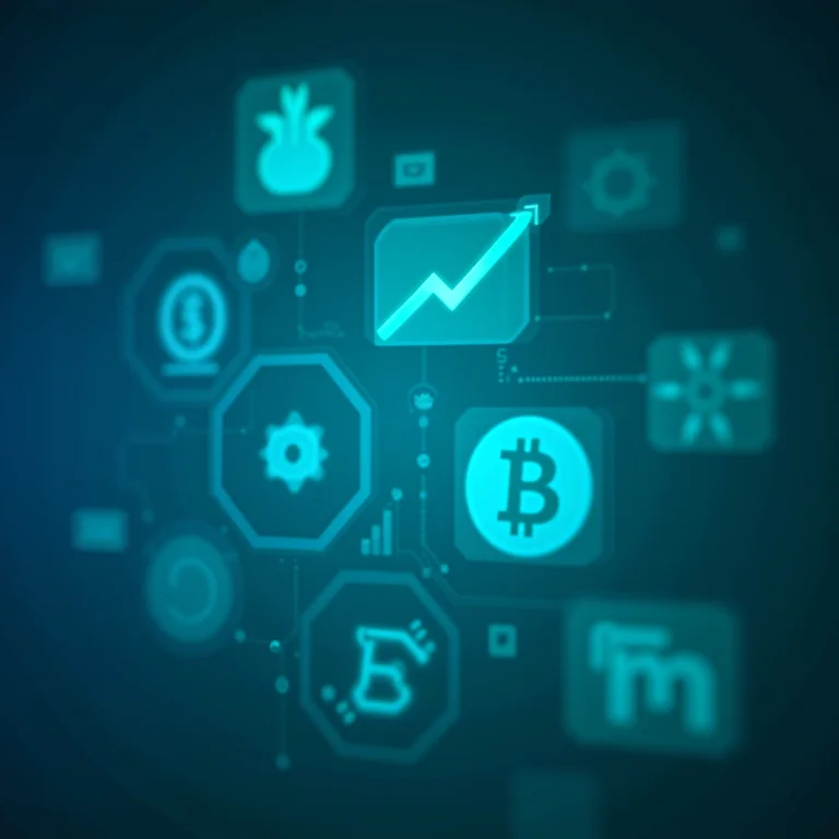 Ícones digitais representando diferentes tipos de ativos