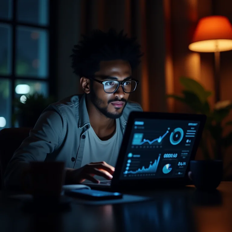 Jovem empreendedor analisando a viabilidade do negócio.