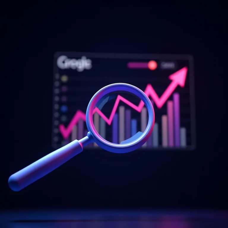 Lupa focando em gráfico de ranking de website