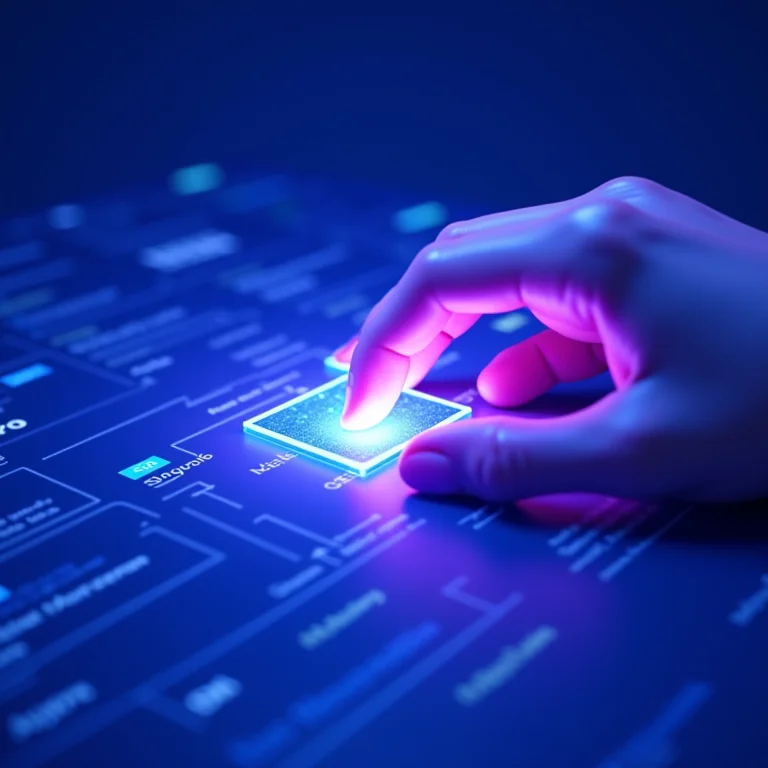 Mão colocando estrategicamente peças de quebra-cabeça digital em página de busca.