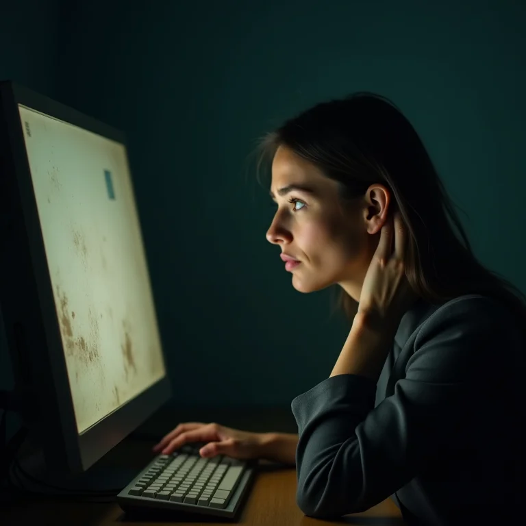 Mulher frustrada com tecnologia desatualizada