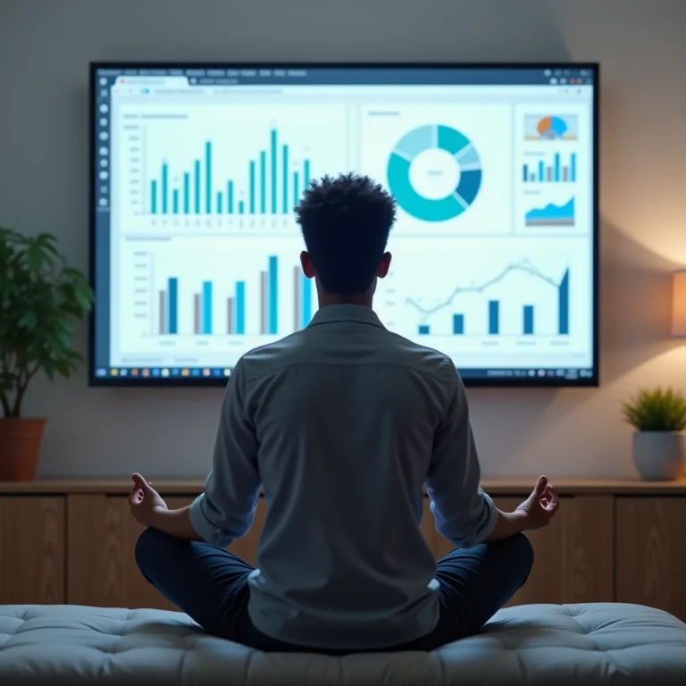 Pessoa meditando em home office, buscando a liberdade financeira.