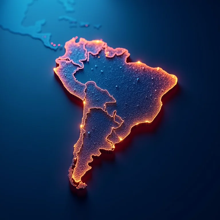 Plano estratégico de logística sobre mapa do Brasil, mostrando conexões e rotas otimizadas.