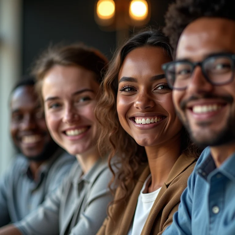 Profissionais diversos sorrindo com confiança.