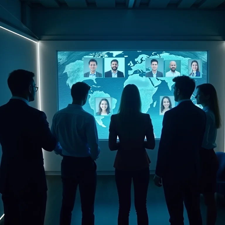Profissionais utilizando tecnologia blockchain para recrutamento.