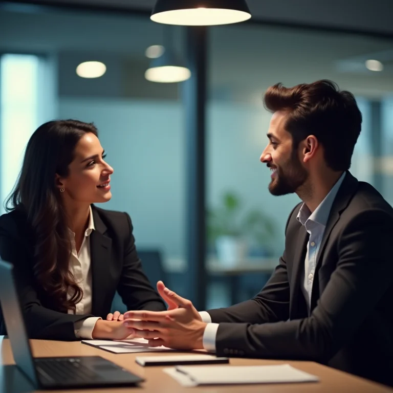 Profissional recebendo feedback construtivo no ambiente de trabalho.