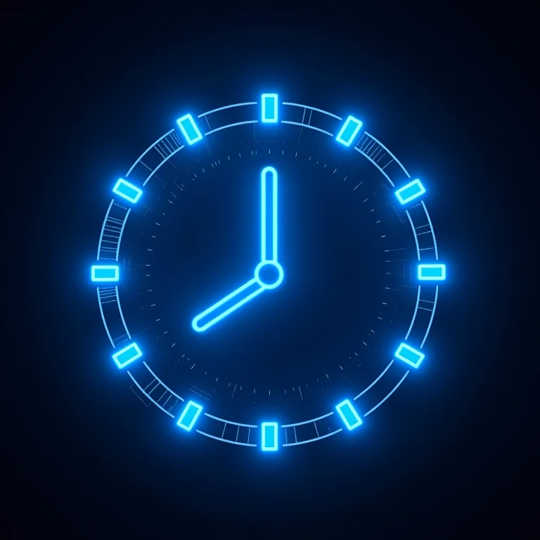 Relógio futurista representando o tempo no contexto de investimentos.