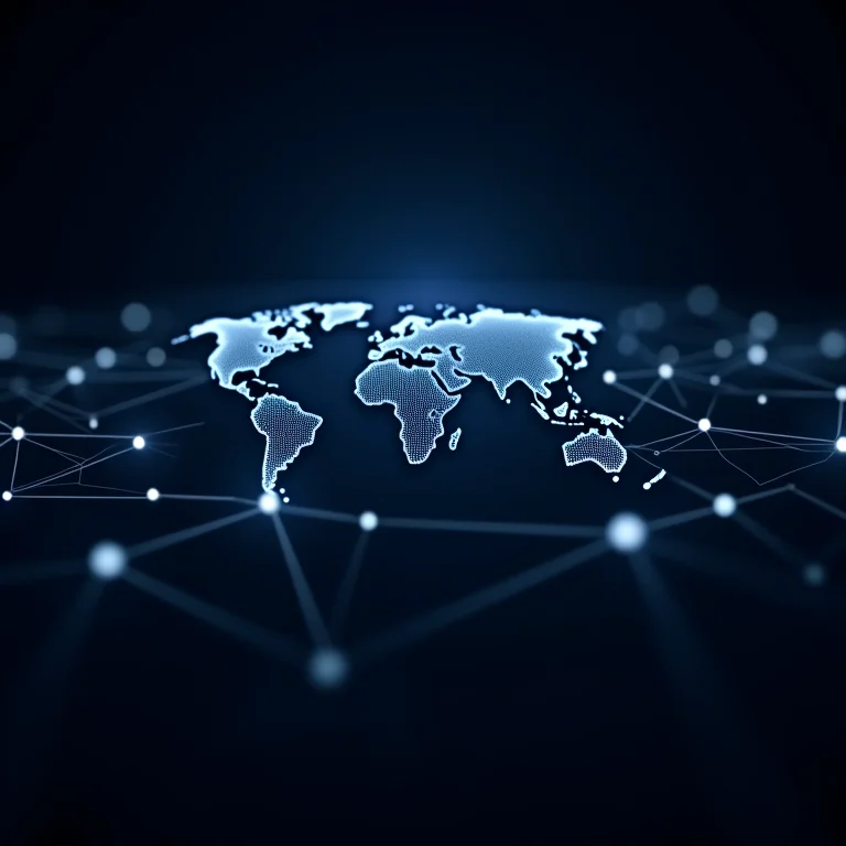 Representação visual da interoperabilidade global entre diferentes sistemas financeiros.