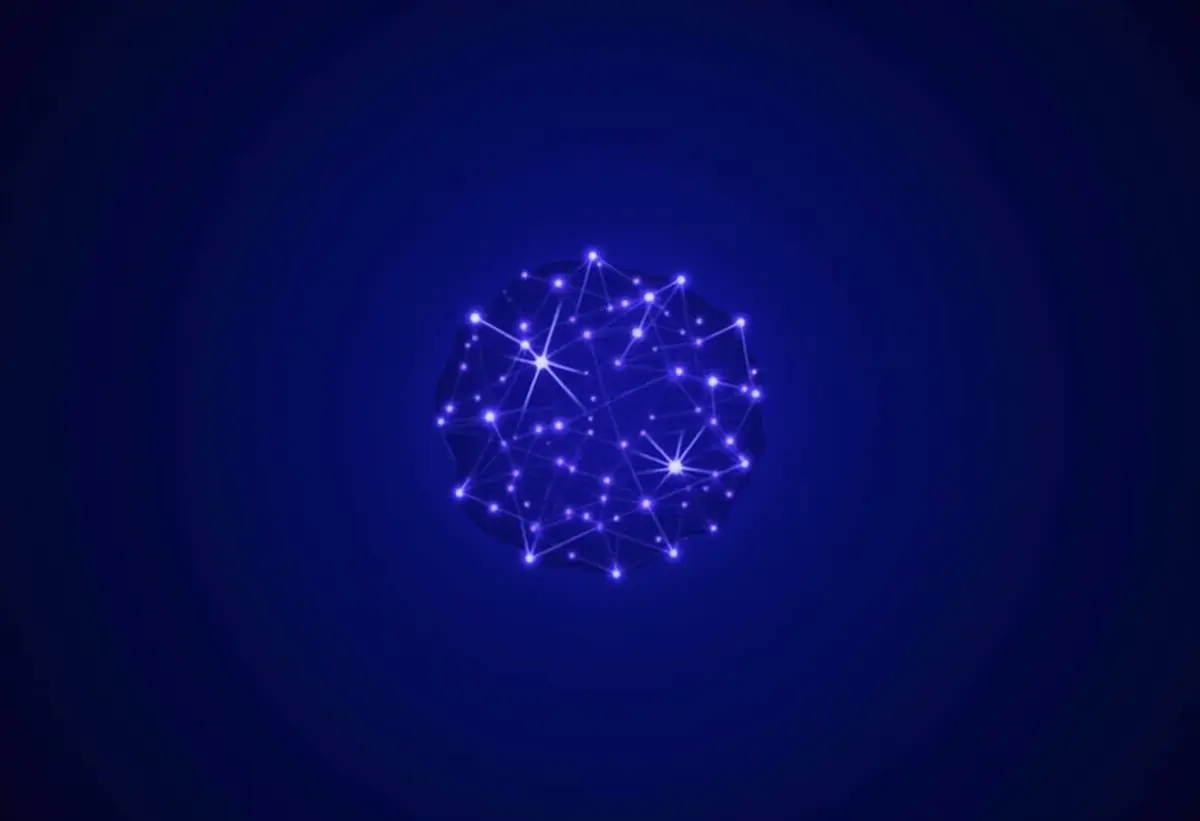 Representação visual de blockchain e redes neurais interligadas.