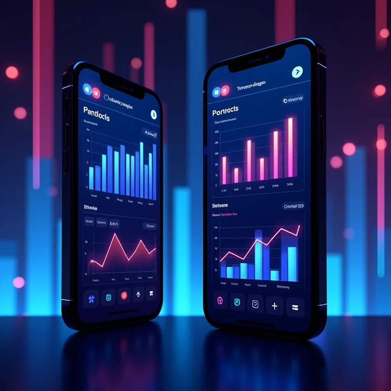 Smartphones exibindo dashboards de análise da concorrência