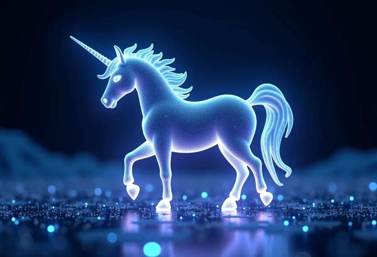 Unicórnio: O que define uma startup de 1 bilhão de dólares? Unicórnio tecnológico representando startups de 1 bilhão de dólares.