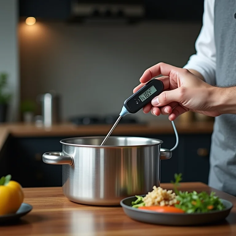 Verificando a temperatura do sous vide