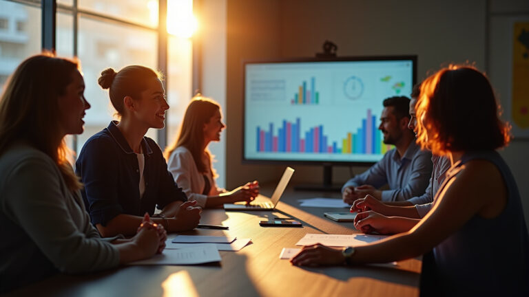 Consultoria de Tráfego Pago: como a Aure Digital ajuda empresas a crescerem com previsibilidade e performance Profissionais brasileiros colaborando em análise de dados para crescimento de negócios.