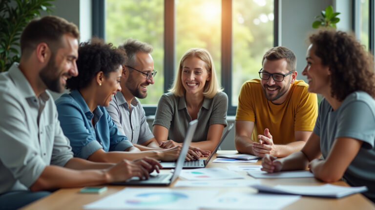 Outbound B2B em 2026: o ROI de validar leads antes do disparo Equipe de vendas B2B brasileira celebrando sucesso com validação de leads.