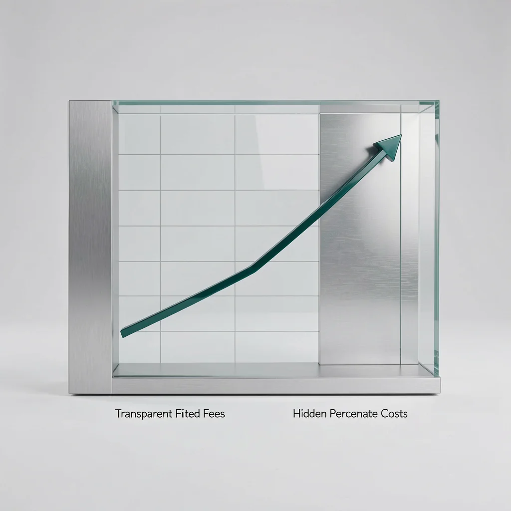 Gráfico de barras comparando custos transparentes versus custos ocultos em plataformas de faturamento SaaS