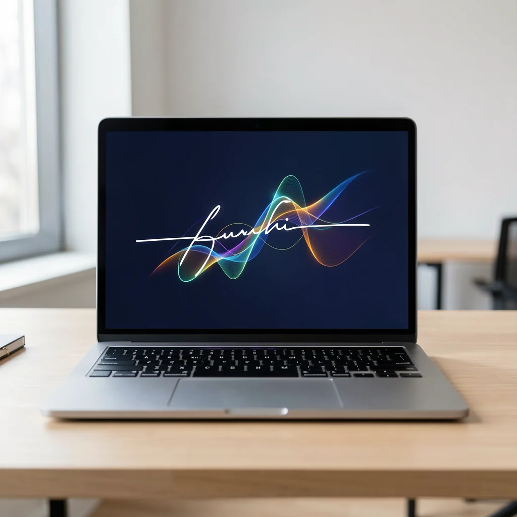 Mesa de trabalho moderna com notebook em ambiente profissional