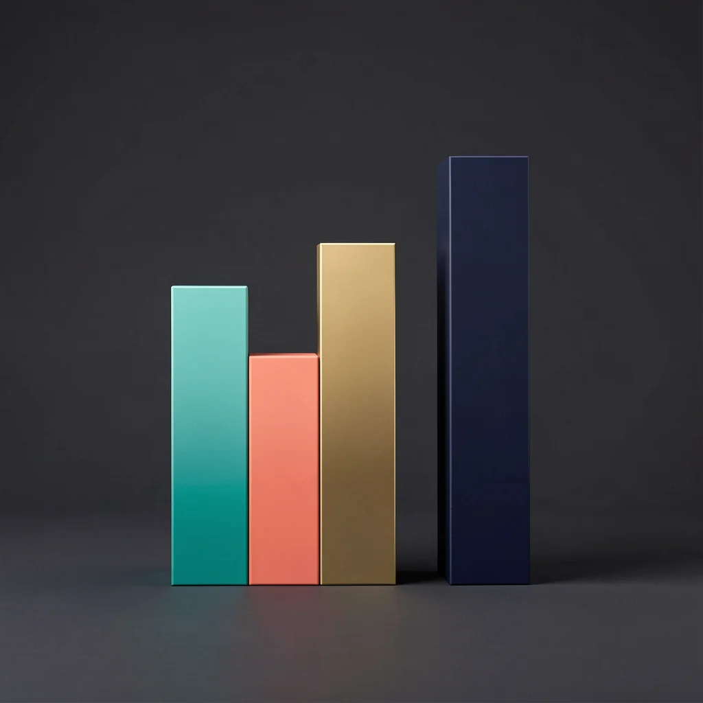 Gráfico de barras abstrato com quatro barras coloridas representando setores promissores para 2026