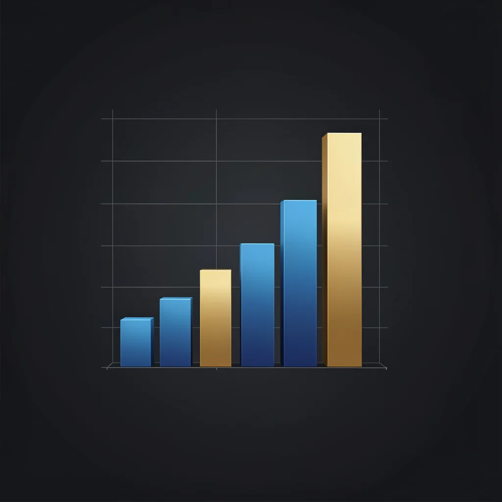 Gráfico de barras elegante com gradiente azul e dourado representando ganhos por visualizações no TikTok