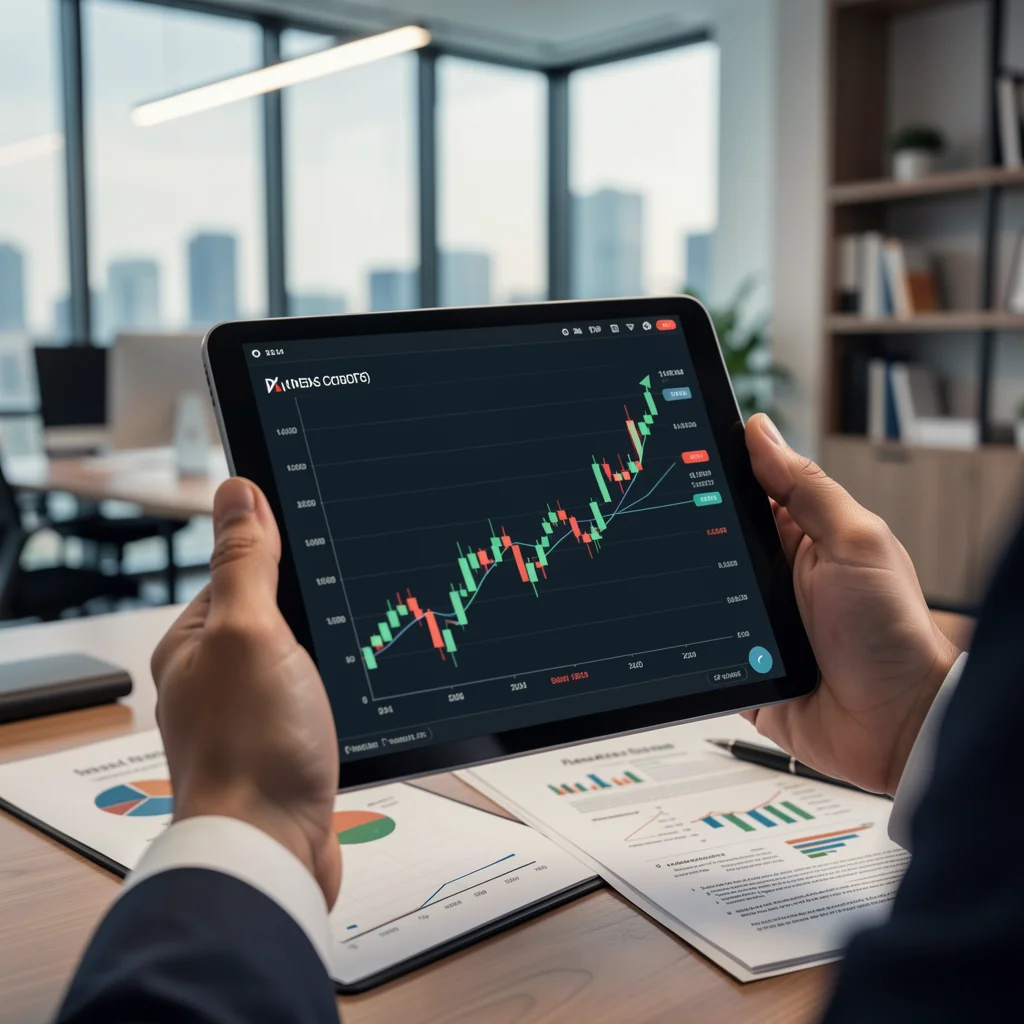 Gráfico financeiro em tablet mostrando saúde financeira de PME.