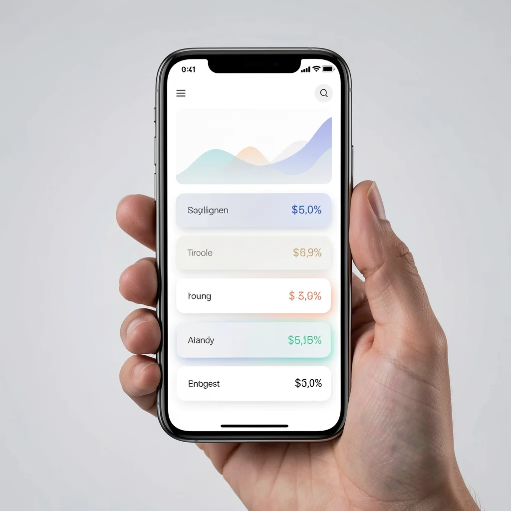 Smartphone exibindo tabela de preços abstrata com níveis de serviço