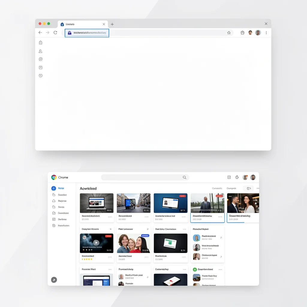Janela do Chrome com extensão de download de anúncios ativada, exibindo lista de mídias baixadas organizadas em pastas