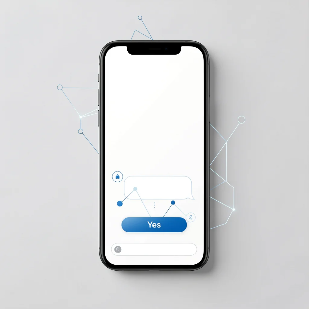 Mockup de smartphone exibindo interface de validação de ideia de negócio com destaque para resposta positiva