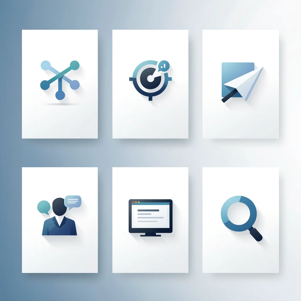 Infográfico minimalista com seis ícones representando modelos de receita para sites de negócios