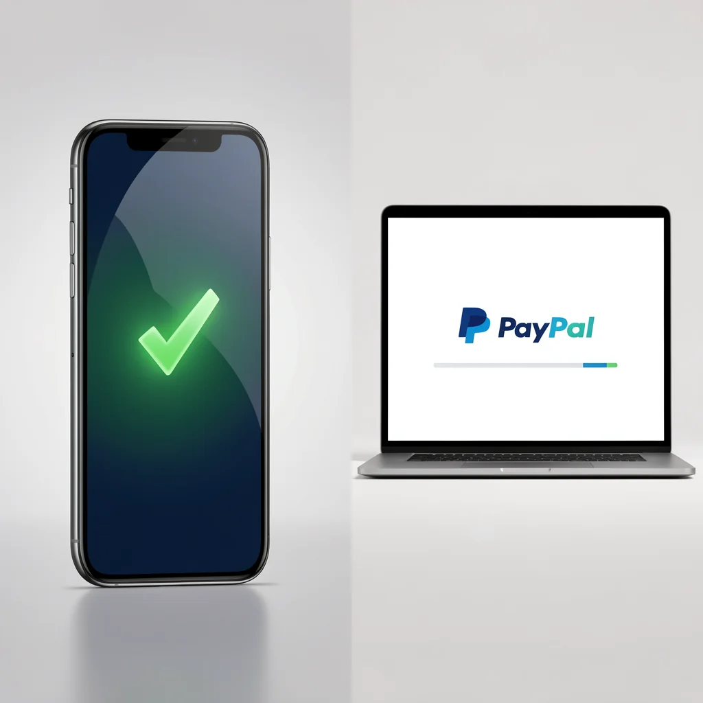 Comparação visual entre Pix e PayPal para saque do TikTok, com smartphone e laptop em estilo corporativo.
