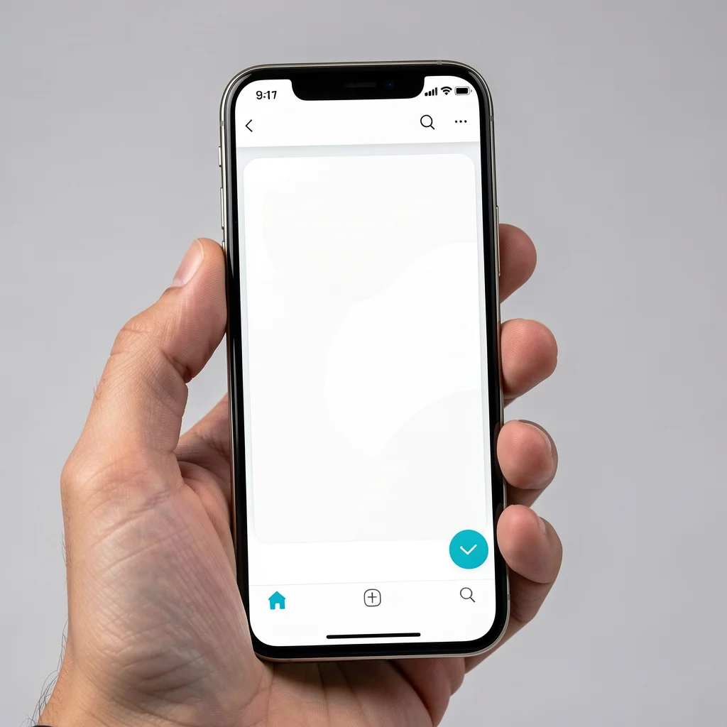 Smartphone exibindo interface do Canva mobile com design minimalista