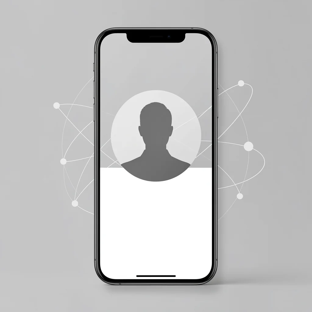 Smartphone exibindo perfil do LinkedIn com elementos de conexão ao redor